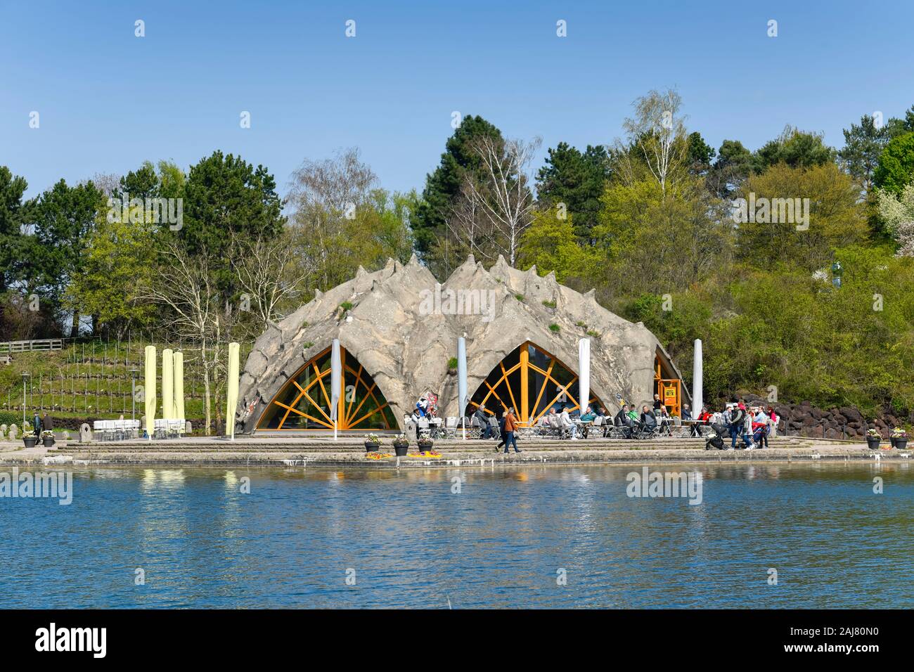 Britzer Seeterrassen, Britzer Garten, Britz, Neukölln, Berlino, Deutschland Foto Stock