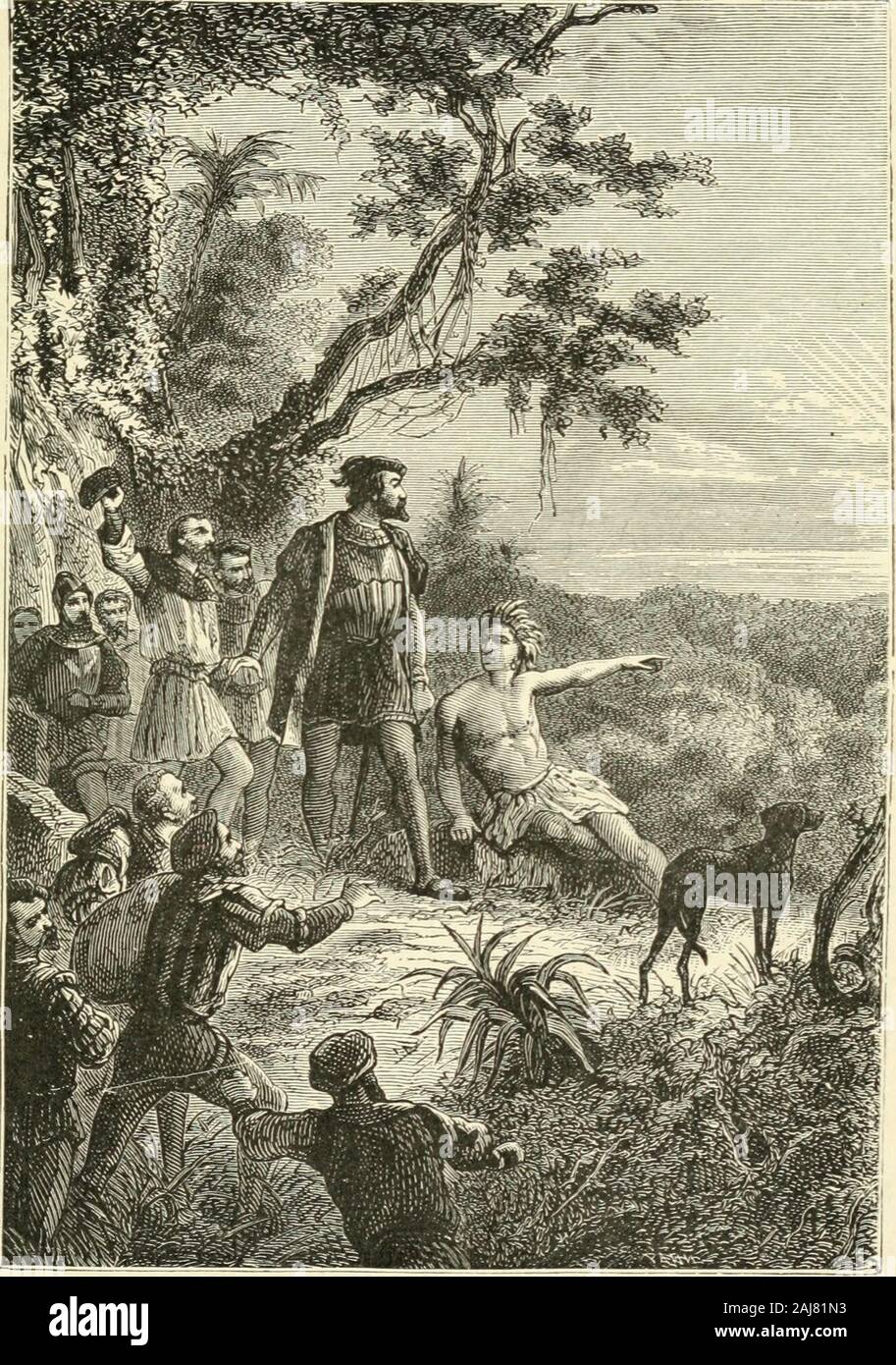 La storia degli Stati Uniti sin dalla prima scoperta dell America al tempo presente . , Fino a quando nel 1822 essa becameindependent, una dipendenza portoghese.Spagna comunque conservato entrambi i gruppi delle Antille con tutta la principale theGulf circa del Messico e divenne il Principato earliestgreat nel mondo occidentale. Prima della morte di Columbus, Spagna hadtaken ferma il possesso di Cuba, Porto Rico,e San Domingo e stava pronto toseize qualsiasi delle isole adiacenti o landsso presto oro, perle, o restasse altro ofvalue dovrebbero essere presenti. Crociere ofdiscovery erano realizzate in ogni direzione,prima Foto Stock