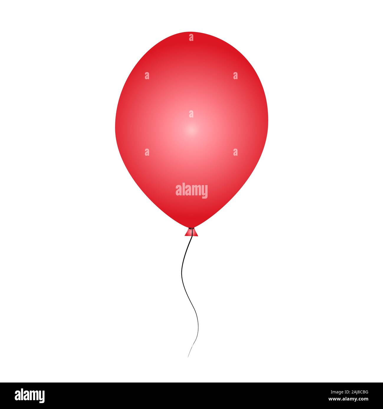 Il palloncino rosso isolato su sfondo bianco. Pallone gonfiabile. Realistico palloncino elio per party, il giorno di San Valentino e celebrazioni evento design. Vettore Foto Stock