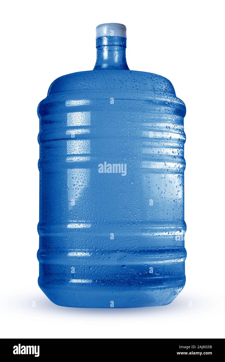 Bottiglia grande blu per riempire la lattina di acqua di raffreddamento Foto Stock