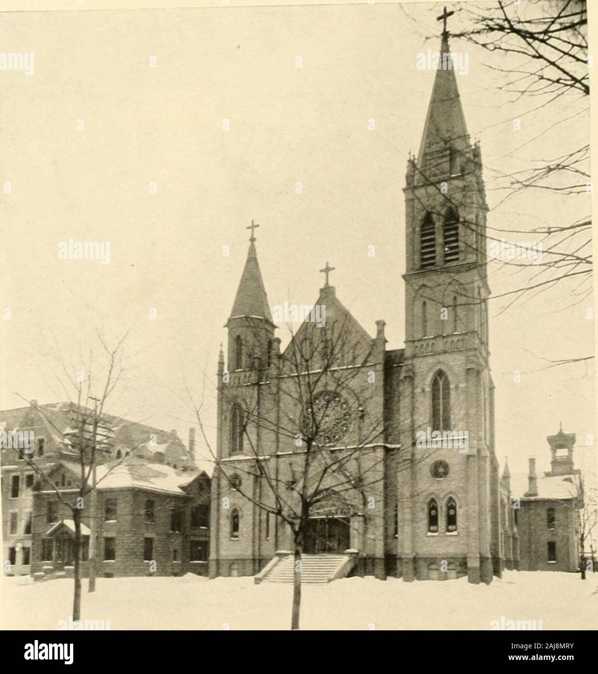 La storia di Bay County, Michigan, e rappresentante dei cittadini; . Santo Rosario ACADEMY J. ST . Bonifacio chiesa cattolica e gli edifici parrocchiali Foto Stock