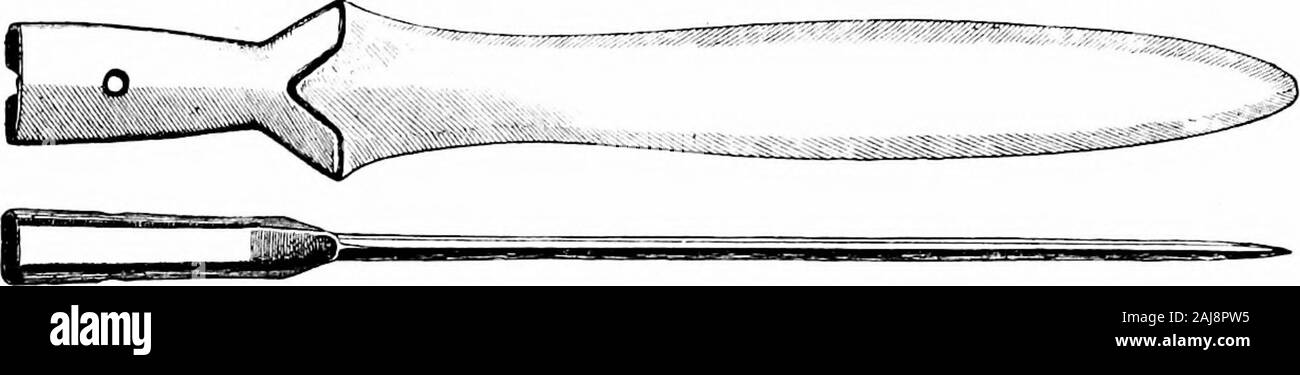 Una guida per l'antichità dell'età del bronzo nel dipartimento della British e antichità medievali . Fiu. .J7.-Bi-onzu loop, lato Fig. -58.-bronzo Bracciale, Liss, Croce, Sussex. J Hants. I. La Fio. .59.-montati su zoccolo sliort-spada, Dungivoii, Co. Derry. J Foto Stock