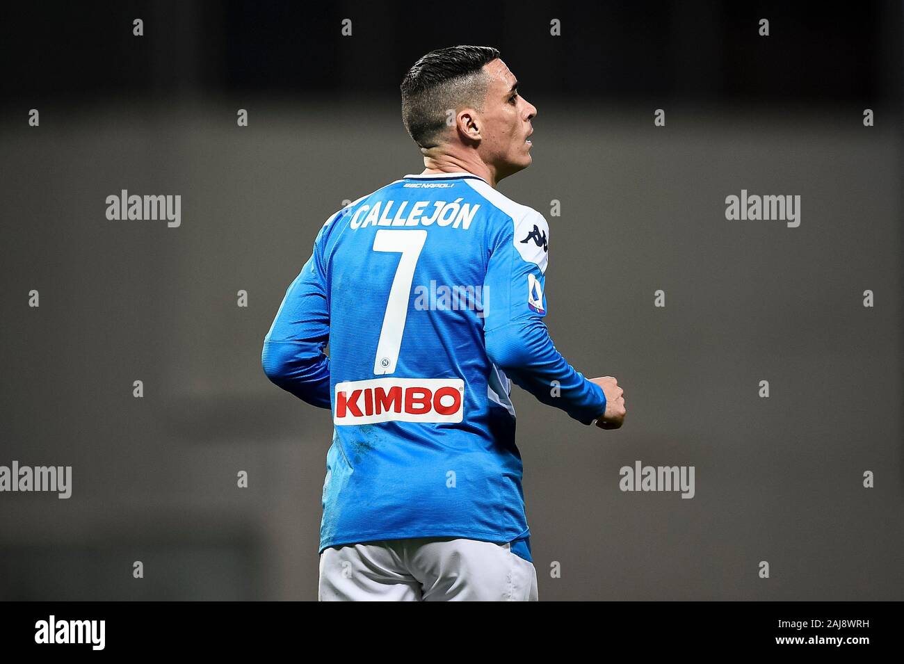Reggio Emilia, Italia. 22 Dicembre 2019: Jose Maria Callejon del SSC Napoli si affaccia su durante la serie di una partita di calcio tra noi Sassuolo e SSC Napoli. SSC Napoli ha vinto 2-1 sopra di noi di Sassuolo. Credito: Nicolò Campo/Alamy Live News Foto Stock