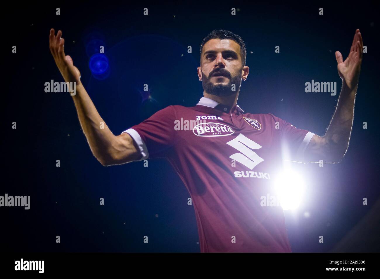 Alessandria, Italia. 25 Luglio 2019: Iago Falque di Torino FC gesti durante la UEFA Europa League secondo turno di qualificazione partita di calcio tra Torino FC e Debrecen VSC. Torino FC ha vinto 3-0 su Debrecen VSC. Credito: Nicolò Campo/Alamy vivere nuove Foto Stock