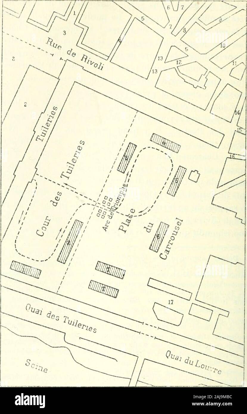 Bibliothèque d'Histoire moderne . er lEtat-major, il [Lamoricière] avait transmis aux officiers détat-major de lagarde nationale lordre quil avait reçu de faire relever les postes de laligne el de la Garde municipale par la garde nationale. " Garnier-Pagès,Hist. de In Révol tir. l8ç8, t. 11. p. &Gt;;(i. II est plus semplice dadmettre letémoignage formel et vraisemblable du Maréchal des Logis Labrune:la garde municipale se retira delle-même devant lhostilité du peuple. 2. Dépos. Trichard, dans le verbale du comm. du Quart, des Tui-leries, n -i&GT;. i. Depos. Lindu, n 549.- Vers 11 Heures 1 Foto Stock