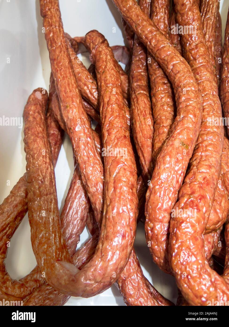 Salsiccia affumicata Foto Stock