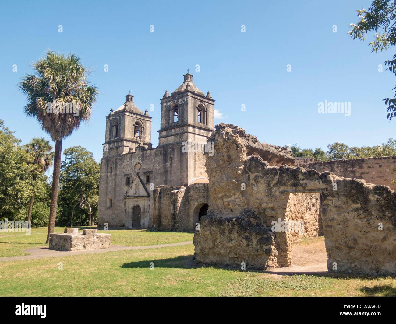 Missione Concepción, San Antonio, Texas Foto Stock