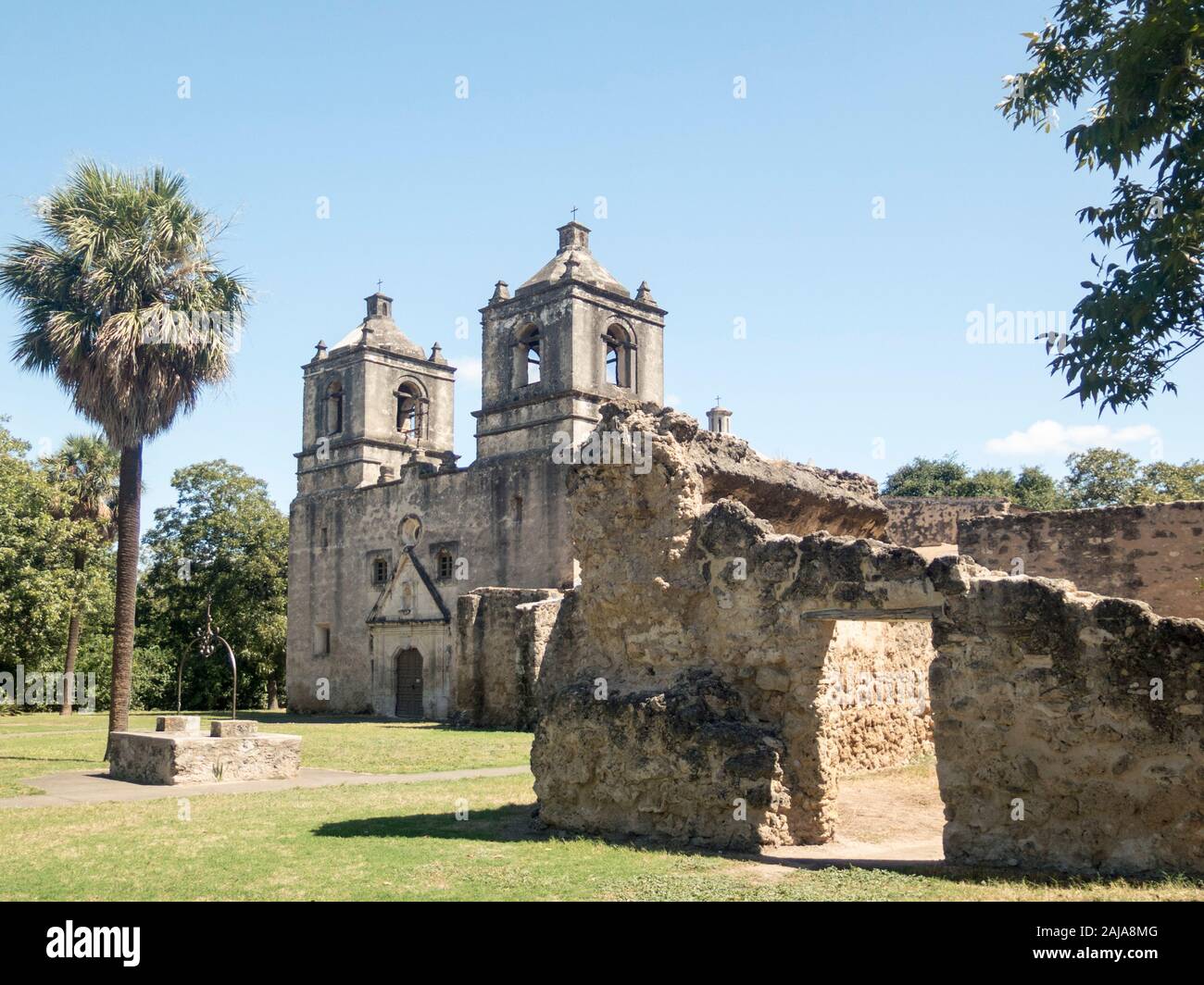 Missione Concepción, San Antonio, Texas Foto Stock