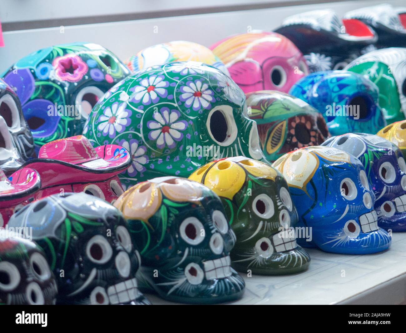 Calavera - Decorative teschi utilizzata durante il giorno dei morti (Spagnolo: Día de Muertos) Foto Stock