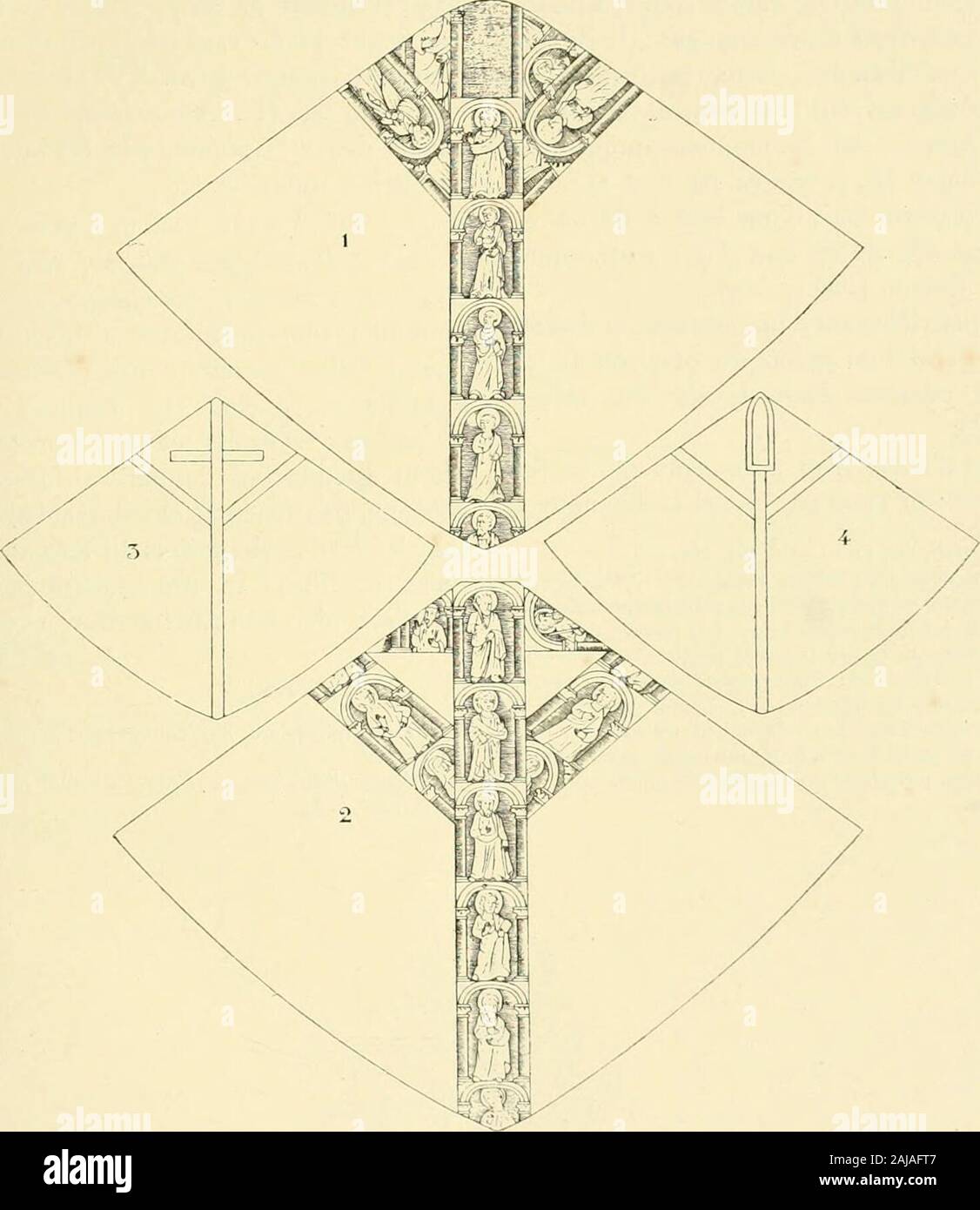 Revue de l'arte chrétien . 99. Iton une casula des Trepassesdostade noire, à orfroys de satin de burgebleu sans estollc ni fanon. [I6^j.) - Voce deux piviali neuves de venuto-sacco de laine violetta, garni de leuis cstolles etfanons de mesme étoffe. - Voce deux piviali, lune de serge desoie rouge et lautre de camelot rouge avec fanons et es toile s. {Iâ./j.) 1643. Voce une casula de damas rotige,dont la croix est de toille dor, avec son cstolleet fanon, des meubles de feu M. Bcaufils,vivant chanoine. (/6Jo.) TBroDcrics et tissus, conserva autrefois à la catfjérjralc Dangcrs. 183 - Voce nne un Foto Stock