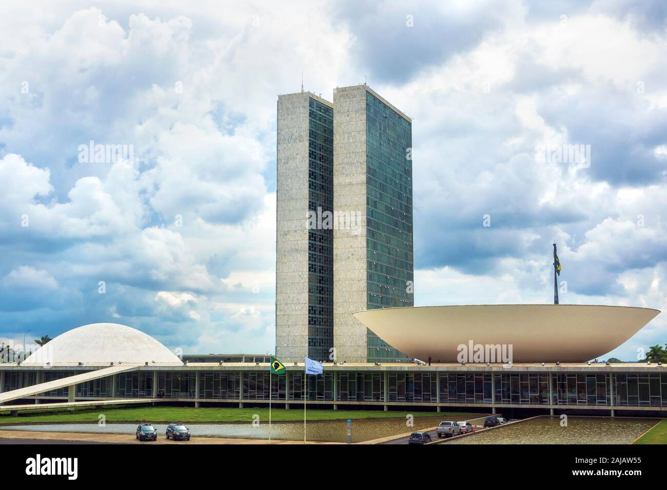 Brasiliano Congresso Nazionale edificio di Brasilia, capitale del Brasile. Foto Stock