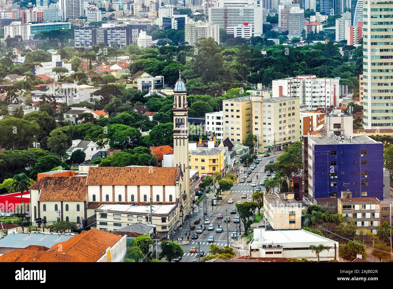 Vista aerea di Curitiba, Stato di Parana, Brasile. Foto Stock