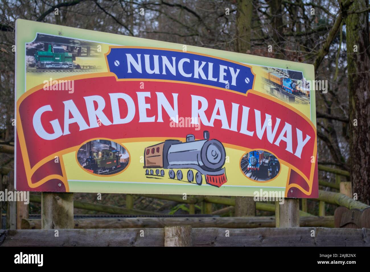 Segno per la Ferrovia del giardino al Mountsorrel & Comunità Rothley Centro del Patrimonio Foto Stock