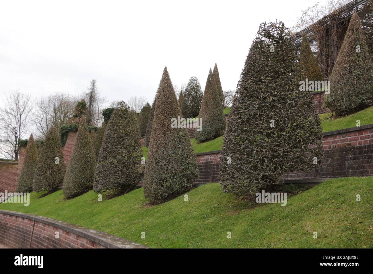 Blick auf den Terrassengarten von Kloster Kamp in Westdeutschland Foto Stock