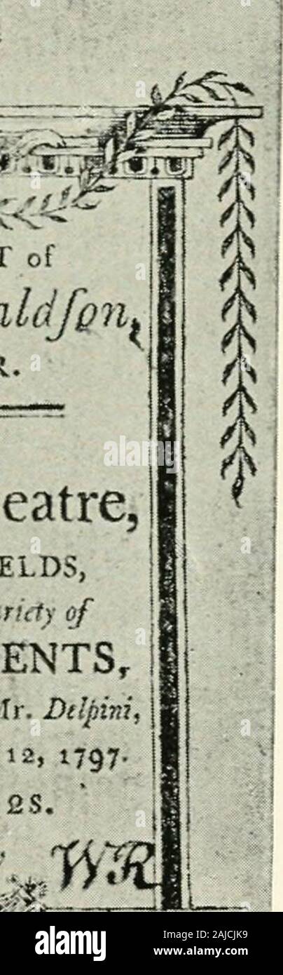 Shakspere a Sheridan; un libro circa il teatro di ieri e di oggi . Il REXEJIT di Mr. RdiiaLcifgn falegname. I royalty Theatre GOODMANS CAMPI, Wul egli picfentid .i V"Ti(tà di intrattenimenti, Uodcrthe Direftion del sig. DtlpiniOn Thurfday 0£lobcr 12, 1797- GALLERY cs.. Foto Stock