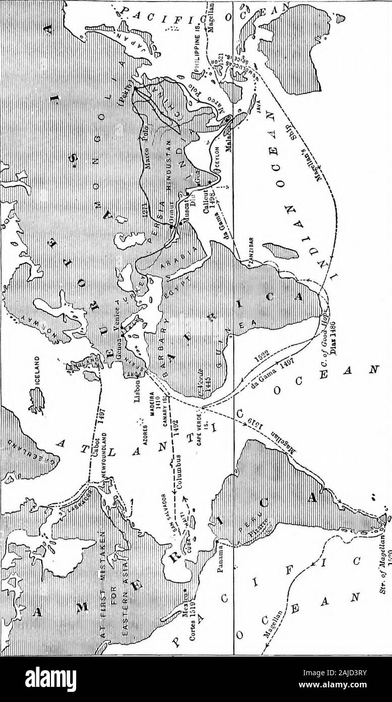 Tempi Medievali e Moderni : introduzione alla storia dell Europa occidentale formano la dissoluzione dell'Impero Romano fino al tempo presente . entury, che ha portato alla esplorazione byEuropeans di tutto il mondo, la maggior parte dei quali è stata entirelyunknown ai mercanti veneziani e quelli che hanno portato sul commercio della Lega Anseatica. I Greci e Romansknew litde circa il mondo al di là del sud Europa, northernAfrica e Asia occidentale e molto che sapevano che era per-ottenuto durante il Medioevo. Le crociate hanno preso manyEuropeans come estremo oriente come Egitto e Siria. Circa 1260 twoVenetian mercanti, il P Foto Stock