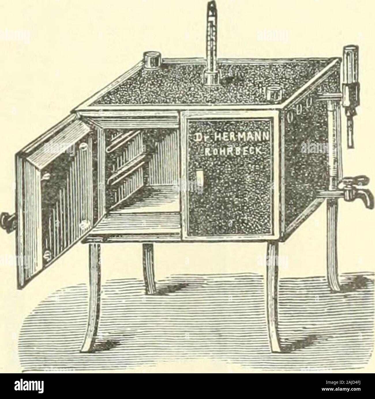 Un manuale di riferimento delle scienze mediche che abbraccia tutto il campo della ricerca scientifica e la medicina pratica e allied scienza . Fig. mn. - Filtro Berkefeld showinKManner di Aitacbment. Globo ri-ceiver. (Novy.). Fig. 507.5.-Kochs incubatore. ordine per la fornitura di questo requisito è neces sario.Per utilizzare anincubator o termostato, tlie cui temperatura puòessere mantenuto senza variazione a qualsiasi livello desiderato.varie forme di apparecchiatura sono stati escogitati per thispurpose; che di Koch è mostrato in Fig. 5073. Esso con-sists di una doppia parete scatola di rame, i lati e la parte superiore 383 Ri&lt;il&lt;i-Il:;iialli& Foto Stock