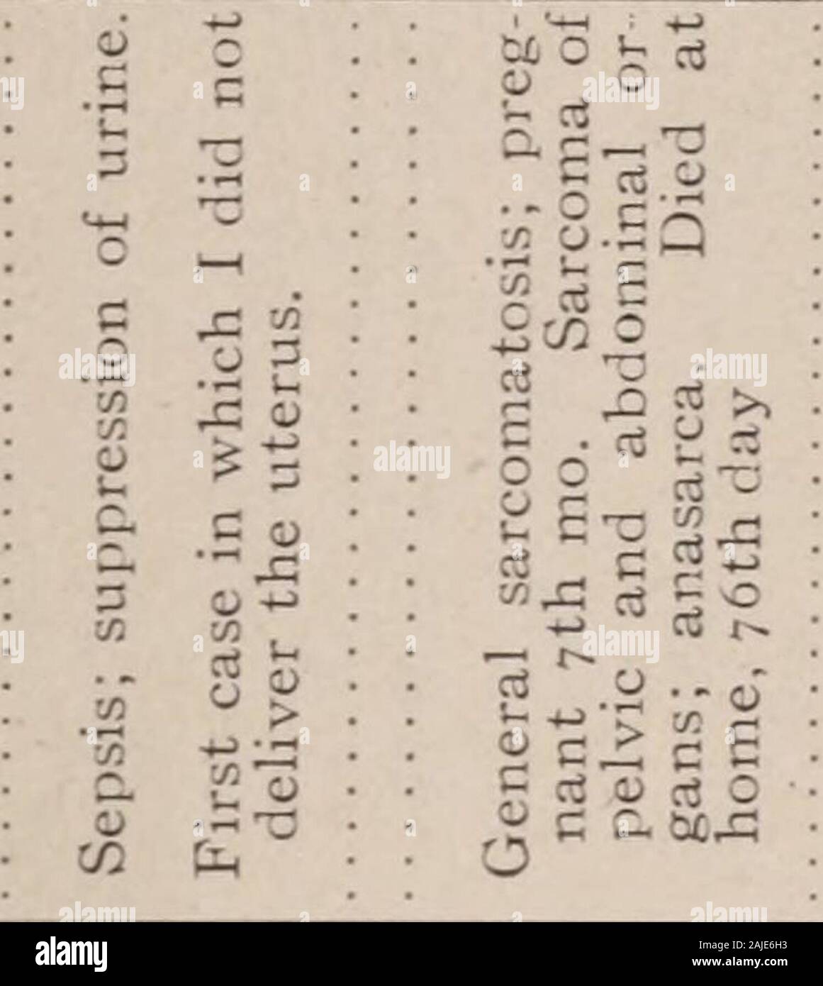 Le transazioni della Associazione americana di ostetrici e ginecologi per l anno ... . Fig. 5.-Nana Rhachitic mostra di cicatrice dopo il suo secondo parto cesareo. L'incisione deve essere sufficientemente lungo per consentire un facile erogazionedel bambino, ma la parete addominale a questo punto nel pieno termine di donna è sottile e si allunga facilmente. La piccola alta incisiondoes non permettono una facile esposizione o la fuga di addominali con-tende. Non di rado, tutto quello che possiamo vedere è l'utero e asmall porzione di omento. Questa ferita è lontano dal siteof ceppo più grande sulla parete addominale, in corrispondenza di un punto reinforcedby il Foto Stock