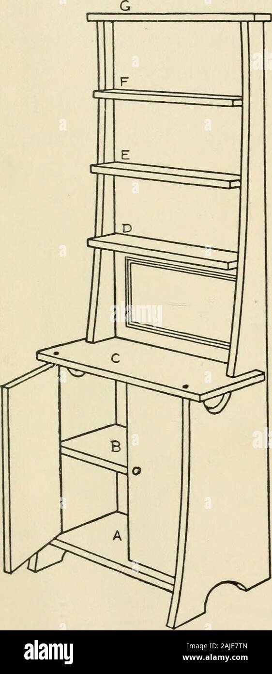 Il ragazzo artigiano; pratico ad idee redditizie per un ragazzo in ore di svago . Fig. 131. - Un altro Design. ii6 passatempi redditizi metà pollice al di sopra della base (linea 24 sul pattern, Fig. 122). Fare ripiano B tre da uno pollici e posizionarlo in corrispondenza della linea 22. C devono essere tre e tre quarti di pollici di lunghezza da un pollice e una metà di larghezza, con asmall tacca vicino a ciascun endwith il coltello per renderlo fitover lato-pezzi (vedere illus-tration). Tagliare ripiano D threeinches lunga da mezz'inchwide, il suo fissaggio in posizione atline n. 17, ^ tre incheslong da sette-sedicesimi di aninch ampia, fissaggio a lineNo. Foto Stock Il ragazzo artigiano; pratico ad idee redditizie per un ragazzo in ore di svago . Fig. 131. - Un altro Design. ii6 passatempi redditizi metà pollice al di sopra della base (linea 24 sul pattern, Fig. 122). Fare ripiano B tre da uno pollici e posizionarlo in corrispondenza della linea 22. C devono essere tre e tre quarti di pollici di lunghezza da un pollice e una metà di larghezza, con asmall tacca vicino a ciascun endwith il coltello per renderlo fitover lato-pezzi (vedere illus-tration). Tagliare ripiano D threeinches lunga da mezz'inchwide, il suo fissaggio in posizione atline n. 17, ^ tre incheslong da sette-sedicesimi di aninch ampia, fissaggio a lineNo. Foto Stock