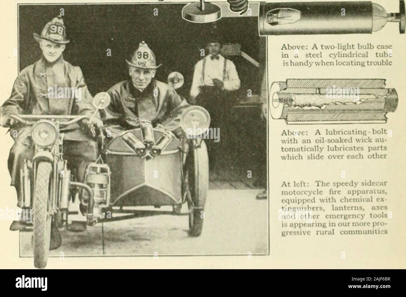 La scienza popolare mensile . % Sopra: Rimozione automobilesfrom box-auto con un movableplatform che ordinariamente rimane una parte del magazzino a sinistra: controlla i Ford lightsby una reattanza-bobina con una variabile lacuna nella sua magneticcircuit a rcculate corrente. Sopra: un due lampadina luce di caseina un acciaio tubeishandy cilindrica quando individuazione problemi JXZ -^ Al 1 . : Un lubrificante. boltv ilh .111 imbevuto di olio stoppino nu-tomaticnlly lubrifica partswhich scorrono al di sopra di ogni oUicr a sinistra: La speedy sidecarmotorcycle apparecchiatura antincendio,dotato di estintori chimici. lanterne, axsand altra emergenza toolsis un Foto Stock