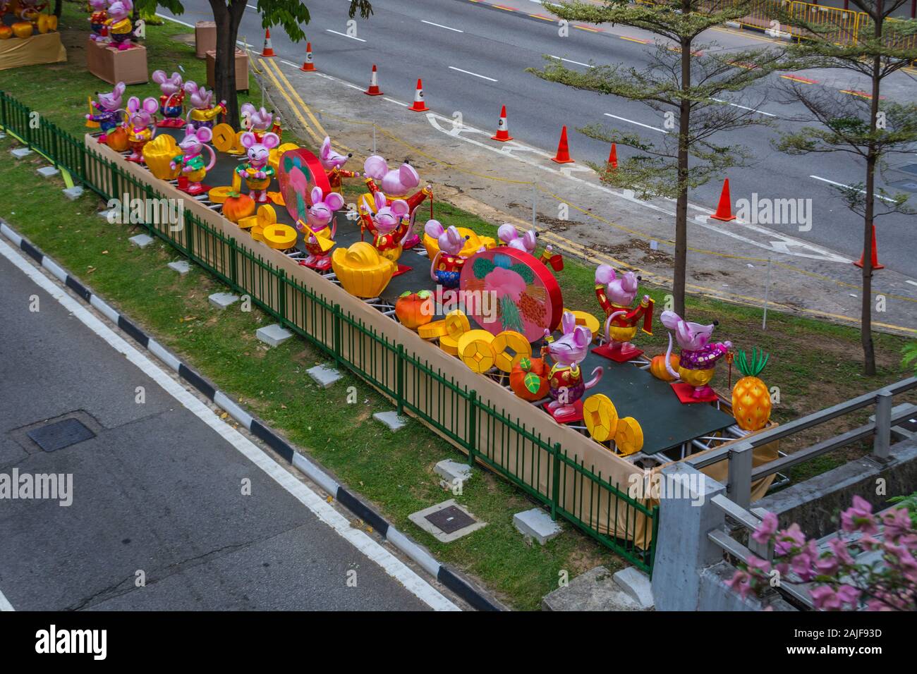 Singapore Chinatown si prepara a celebrare l Anno del ratto Anno Nuovo Foto Stock