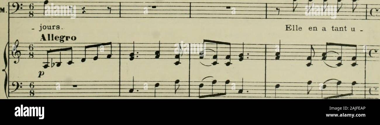 La Damnation de Faust : légende dramatique . Kécit "r&GT; p p bp p ?? M irT g f ;. p ii n ? $ .sant sa chi.mè . re, Tat.dieci - dant cha.que soir, elle en u.sait tou. $ m p m w Mesuré -, f rr f fe^. 516 2.V4 un RtWil h&GT;; j- r e t e r p t;^ ^ft !&GT;" 0. 0 V i B $mm m se que la vieille en est mor.te. Tu comprende maintenant!.. Foto Stock