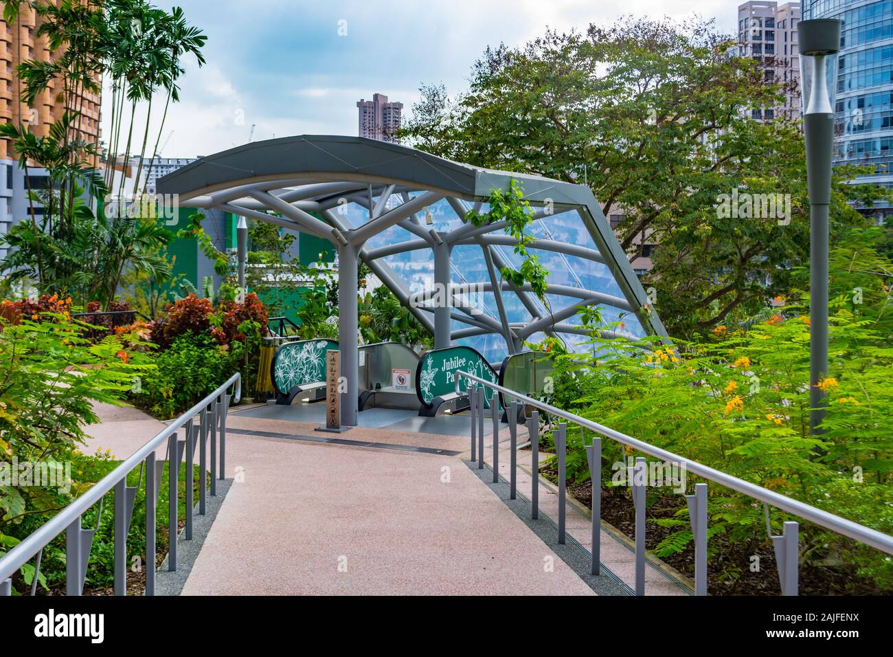 Escalator Giubileo Park Singapore Foto Stock