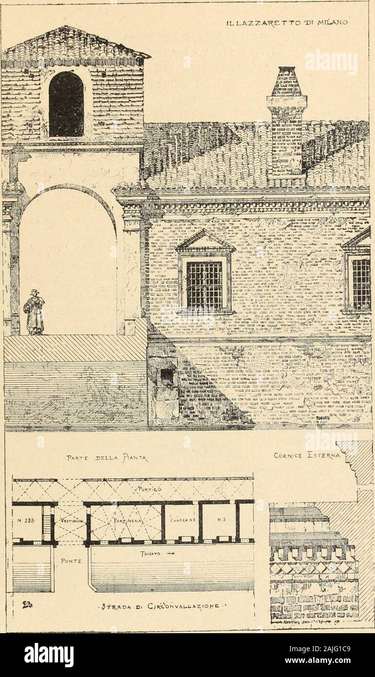 Reminiscenze di storia ed arte nel suburbio e nella città di Milano . cipale di via Tadino, la cui conservazione venne assi-curata, Grazie allintervento della Commissione Conservatrice deimonumenti. I ricordi della pestilenza e lo stato di abbandono dei portici edelle cellette dabitazione, recinti dogni intorno verso lesterno daun fossato pantanoso, avevano del resto raccozzato in tal fabbricatole classi più indigenti, e pur sarebbe stato necessario provvedere adun radicale restauro ove non se ne fosse decretata la demolizione. Ledifìcio annuncio ONU sol pianoforte non riceveva qualche vaghezza chedalle Foto Stock