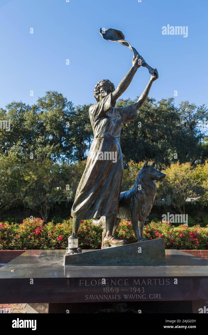 Sventolare ragazza statua, savana, GA, Stati Uniti d'America Foto Stock