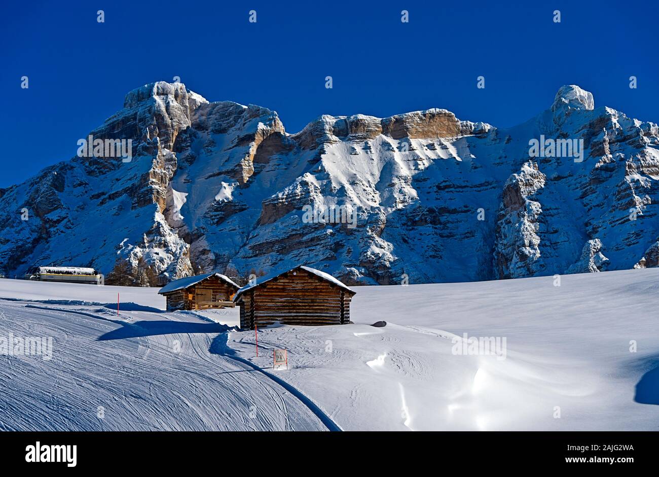 Pista da sci in alta Badia, la Villa, alta Badia, Dolomiti, Alto Adige, Italia Foto Stock