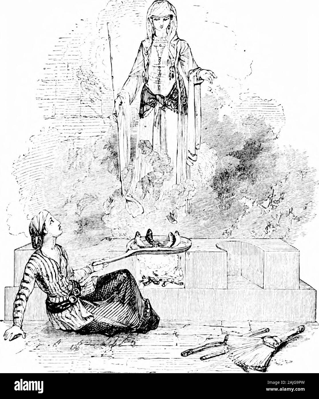 Le Mille e Una Notte (Volume 1): comunemente chiamato, in Inghilterra, Arabian Nights' intrattenimenti . rali impostato con gioielli preziosi sulle sue dita; e nella sua mano è stato un asta di Indiano cane : e lei immersa la estremità dello stelo nella padella, e detto, o pesce, siete rimasti fedeli alla tua alleanza ? Alla vista di ciò, il cuoco-cameriera svenuto. La fanciulla poi ripetuto le stesse parole una seconda e una terza volta; dopo di che il pesce ha suscitato le loro teste dalla padella, e risposto, sì, sì. Essi poi ripetuto il versetto seguente :- Se tu, ritorno faremo ritorno ; e se tu vieni, noi c Foto Stock