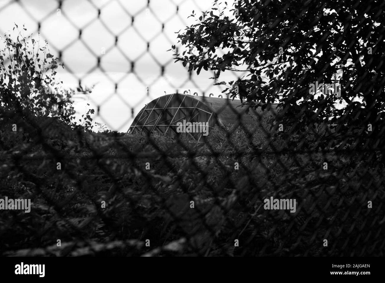 Indurito aerei militari shelter, RAF Woodbridge, Suffolk, Regno Unito. Foto Stock