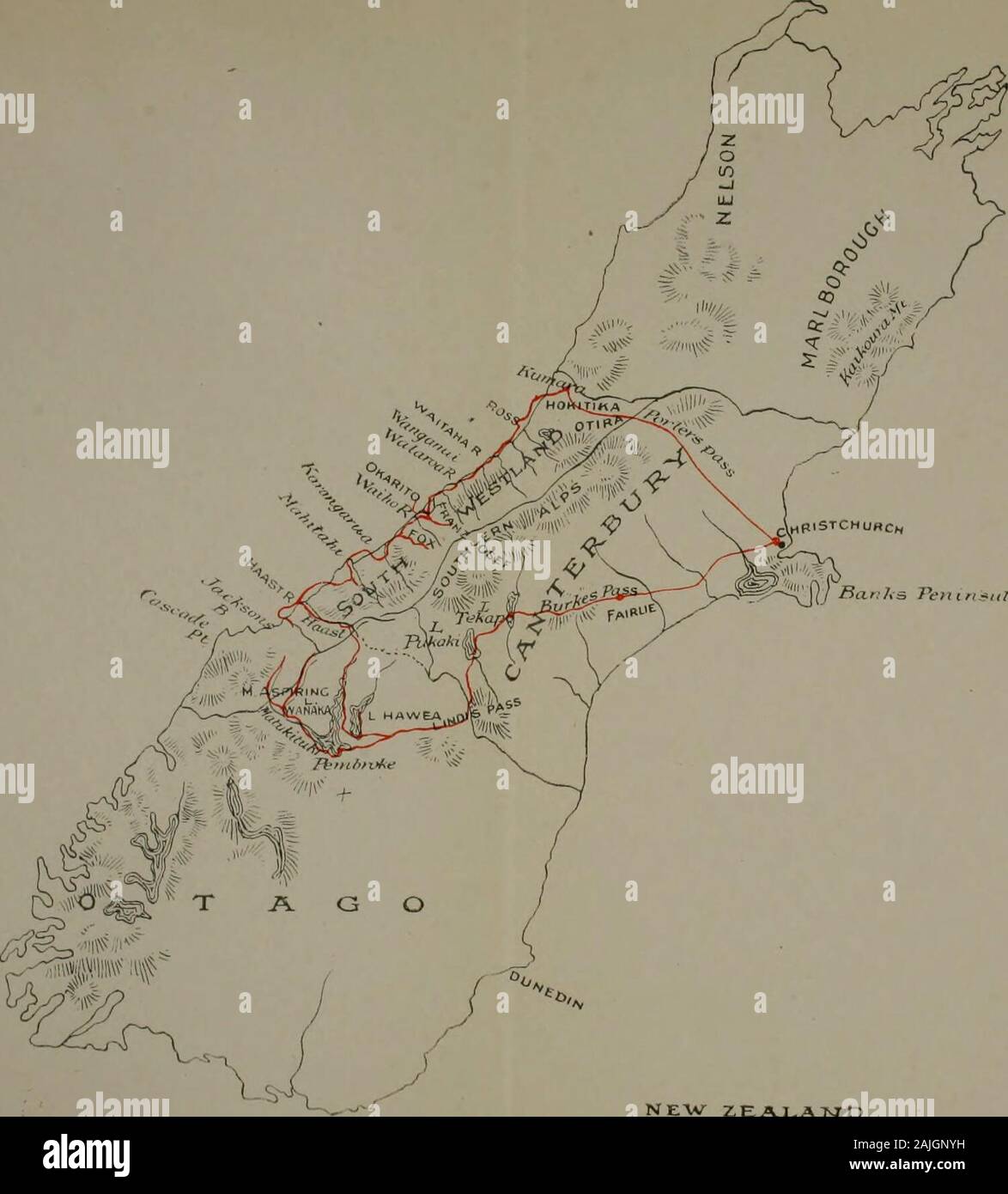 Attraverso il Sud Westland : un viaggio al Haast e montare gli aspiranti Nuova Zelanda . abbiamo passato la notte, withMount Alexander nel backgroimd. C. A. Tomlinson, Phot. ------ 109 vicino alla confluenza dei fiumi, Haast Pass. C. A. Tomlinson, Phot. - - - - - - 115 nella parte superiore Haast. C. A. Tomlinson, Phot. - 116 il Fish River : Bosco di Faggio. C. A. Tomlinson, Phot. -------- 119 parte II. La Old Homestead ------ 125 un angolo del Lago Hawea ----- 139 le berline lasciando Pembroke - - - - 144 le nostre notti in quarti per il Niger Hut - - - 151 sommerso    -  - 152 il sig. Ross in soccorso - - - - - 154 Il Berl Foto Stock