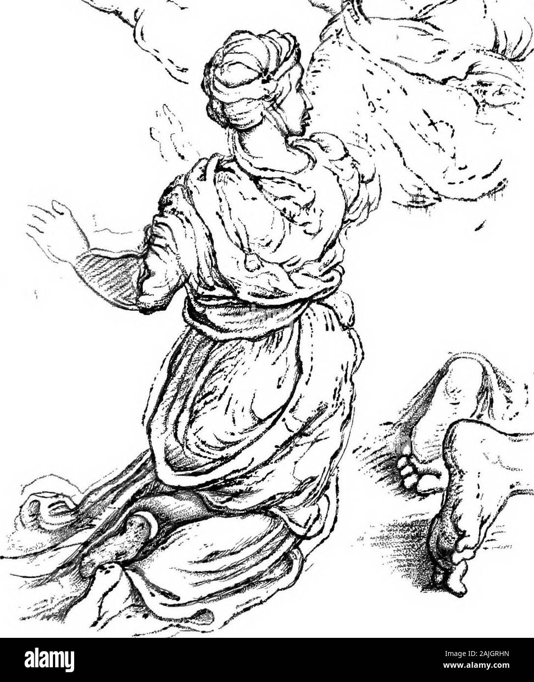 Facsimile di studi originali da Raffaelle nell'Università gallerie, Oxford . O :i^ (- ^ -L s 3 q &lt; J! Lc "4 a V ?•? CD O V?  J3 1 &lt; ^ n- M ?*- 5 ?^ S Ld ,;; 2 PL 3 J % MMm 5XR. fifeffeeZte, STUD/ OFA femmina in affresco di Eliodoro guidato fuori del tempio. Dal ColCzcfoon:) di Sir JesfuLa. /Teyn.OTD e TDi,msdtUe. I$f pl s: Foto Stock
