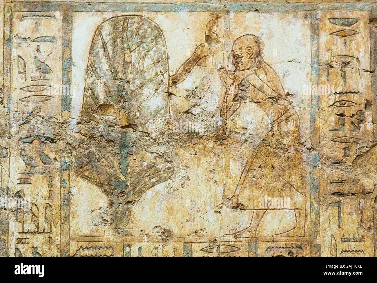 Patrimonio Mondiale dell'UNESCO, Tebe in Egitto, Assassif (parte della Valle dei nobili), Tomba di Pabasa. L'uomo acqua potabile dato dalla dea ad albero. Foto Stock