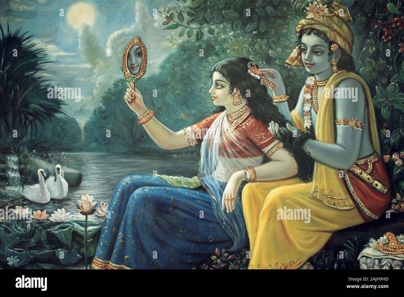 Krishna e moglie Radha Foto Stock