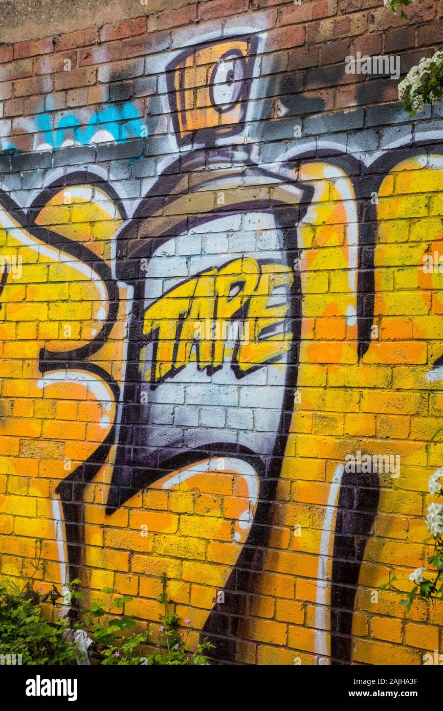 Graffiti in Digbeth, Birmingham, Inghilterra, Regno Unito Foto Stock