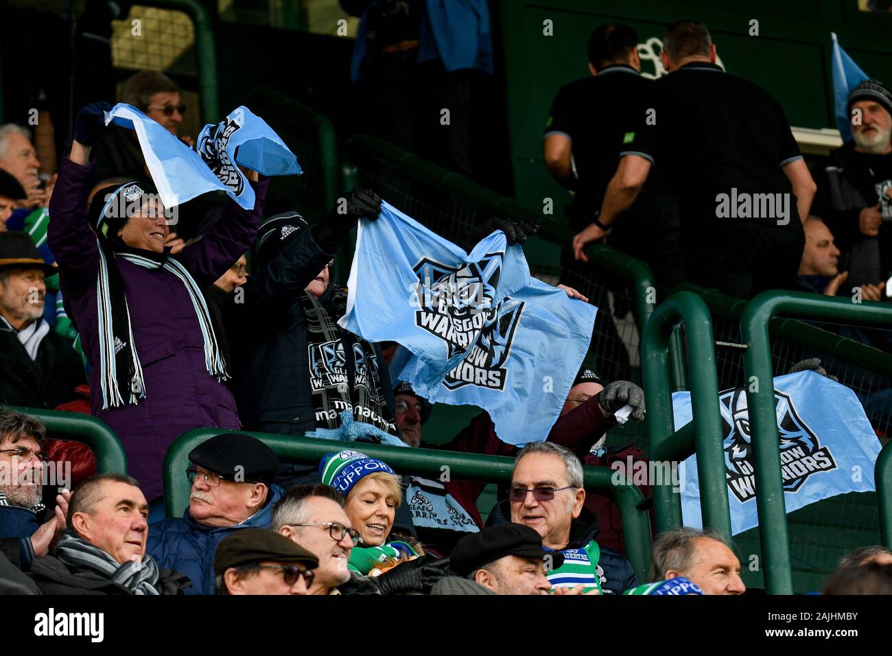 Treviso, Italia, 04 Jan 2020, ventole glasgow warriors durante la Benetton Treviso vs Glasgow Warriors - Rugby Guinness Pro 14 - Credit: LPS/Ettore Grifoni/Alamy Live News Credito: Agenzia Fotografica Live Media Srls/Alamy Live News Foto Stock