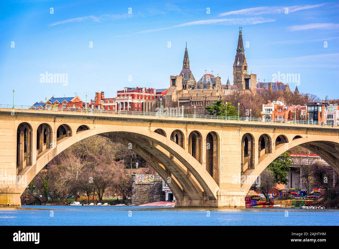 Georgetown, Washington DC, Stati Uniti d'America skyline sul Fiume Potomac. Foto Stock