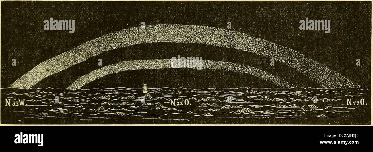 Il viaggio di Vega round Asia e Europa; con una revisione storica di precedenti viaggi lungo la costa nord del Vecchio Mondo . AURORA AL TEGAs trimestri invernali, 3 marzo, 1879, alle 21.00. Doppia AURORA-archi visto 20marzo, 1879, alle ore 21.30 Foto Stock