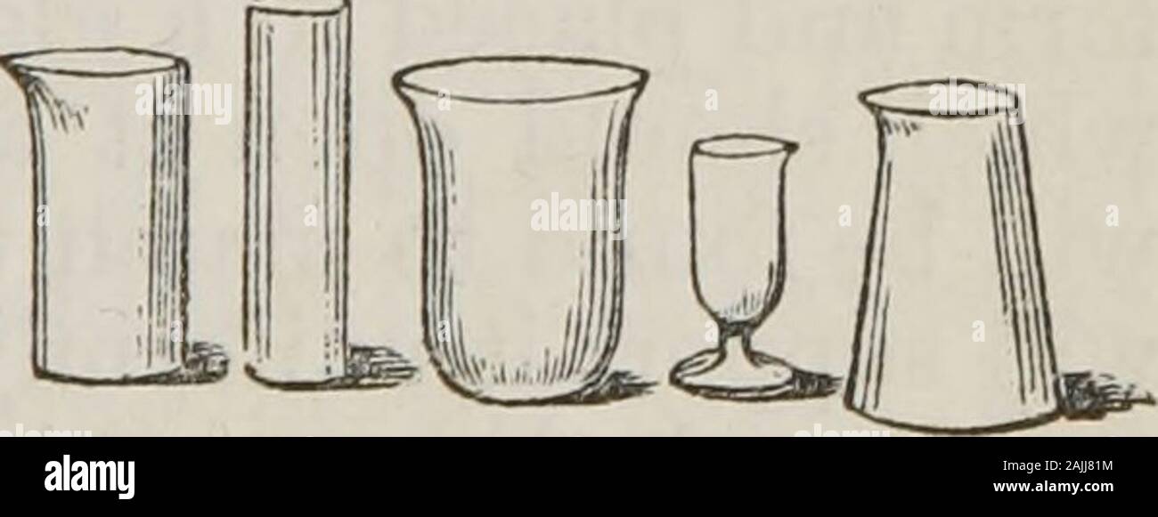 Introduzione alla chimica pratica : comprese le analisi . foro di theacid per precipitare sotto forma di solfato di barite(403), il quale, essendo insolubile in acqua può essere washedwithout perdita, e quando è secco viene pesato ; il peso dell'acido solforico che essa contiene, può quindi essere cal-colati da essa (652). La precipitazione viene usualmente effettuata in bicchieri di montante della forma mostrata in Fig. 82. Quando asubstance precipitante in analisi quantitativa, è importante thatsufficient del precipitante viene aggiunto per buttare giù thewhole della sostanza da essa interessate, come altrimenti adeficiency in peso wo Foto Stock