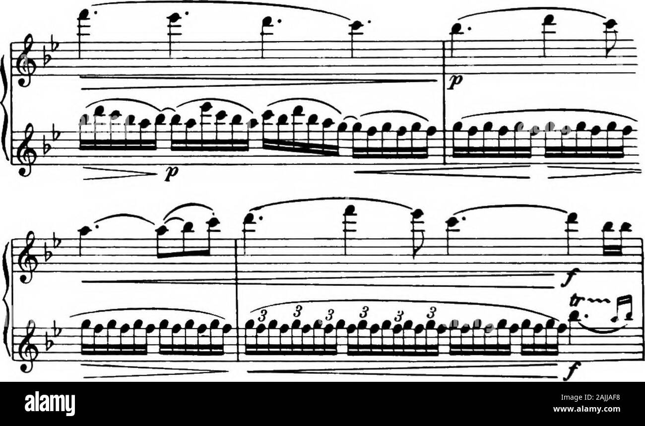 Sulle prestazioni delle sinfonie di Beethoven . I5t v141. ^ =£ ^ g E z ^ - zz - t 1 ? 1 IIIpocd ci-esc. - ^ff-ffi i s ^ L --. ft 1 t :? H q "- fTi^ w^ Wl {] 5: IL T w= - - y ^ ^ po co y c ri sc y m s s H B s a-. Pagina 167, ultimo bar alla pagina 168, bar 3. Il ritmo trovanella Violini secondi è in una certa misura un eco di quella trovanella trombe; esso dovrebbe pertanto essere giocato distintamente in spiteof le pagg. Nona sinfonia. 173 Pagina 168, ultimo bar. La finta melodica esige una shortritenuto sulla seconda metà di questo bar; questo è seguita dail un ritmo all'inizio della barra successiva. Pagina 169, bar mi alla pagina Foto Stock