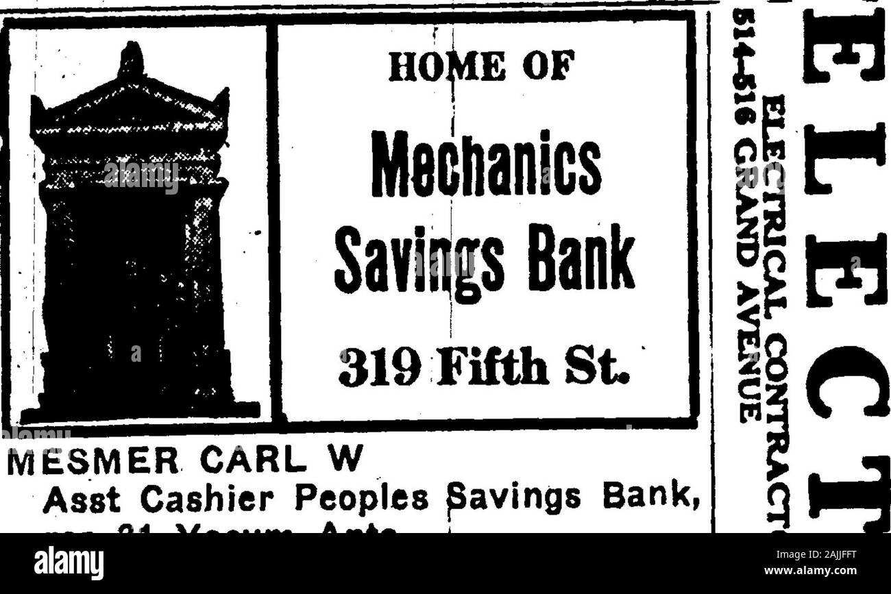 1921 Des Moines e Polk County, Iowa, Città Directory . res 1336 26thMershon Madelaine bds 1640 e 13thMershon Norma stenog olio Standard Co bds 1640 e 13thMershon Rosaline onorevole cashr prestito dello Stato Co bds 1206 24thMershon Ward T adv agt bds 1206 24thMertel Edwd cook Geo TomprosMertens Harriet P MRS bds 1926 CrockerMertori Harris un vulcanizzatore Iowa pneumatico Corp res 1819 Capitol avMertz Freda stenog cofano prodotti in gomma Co bds 1228 e 18thMertz Gertrude un (wid Wm H) elk Euclide ramo Av N W Servizio lavanderia res 3938 4° j Mertz Henry N bkpi* Pease fieno Com-missione Co bds 41^ Scott avMertz stampante Herman Smith & Smit Foto Stock