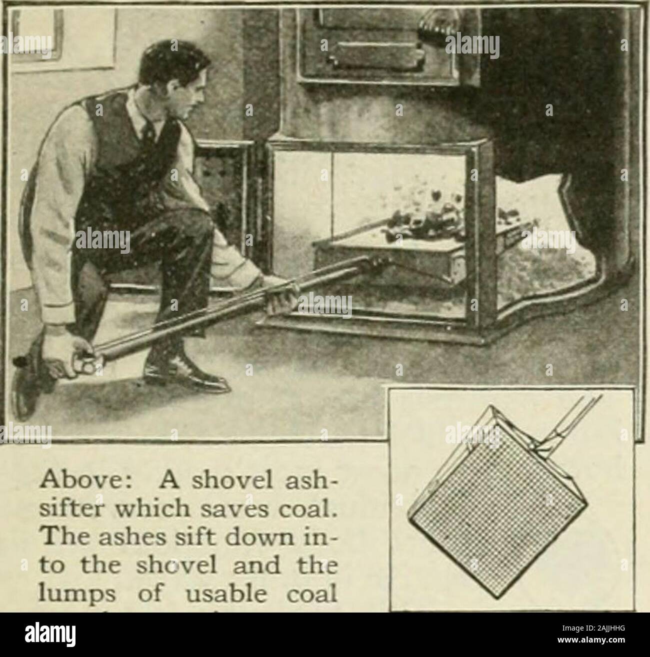 La scienza popolare mensile . Sopra; un combinedcorn-titolare, dado-pickand apribottiglie. Itis più efficace inholding un orecchio di granoturco a sinistra; un noor-brushconstructed simili a te-tain penna. Il handleis cava. Esso containswater wiiich è auto-maticamente alimentato a pennello a destra; una spazzola di carne attaccata a una cinghia rende facile per spazzolare la schiena (ion qui sono: le ultime cose per la casa. Sopra: una pala ash-buratto che salva il carbone.Le ceneri setacciare giù in-alla pala e thelumps utilizzabile coke coalor rimangono sulla parte superiore Foto Stock