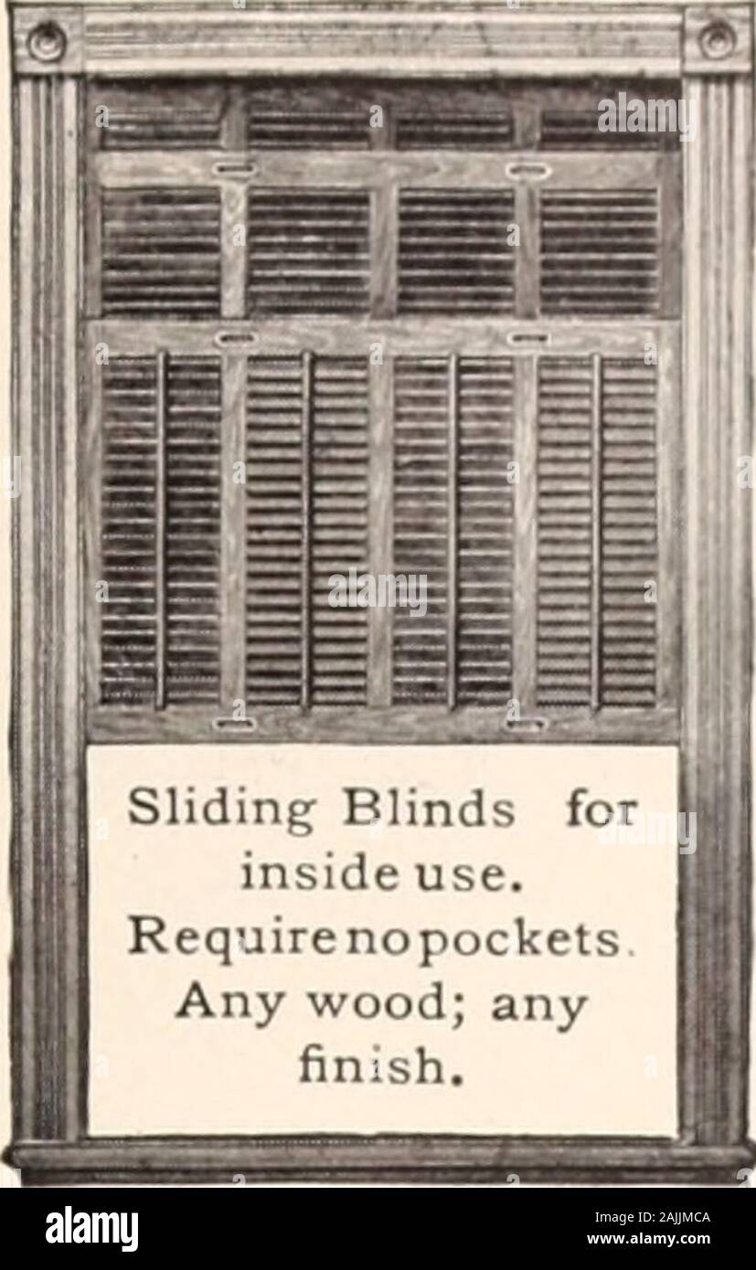 American case e giardini . Veneziana per finestra interno e veranda esterna. Qualsiasi legno; qualsiasi finitura di rivestimento del match. Massima QualitySurest venditori qualsiasi stile di legno per ;mystyle della finestra. Rovinato bv la endorsementsol 1 liousands di soddisfatto &lt; u^tomers. Fatte sull'onore. Soldon merito e garantita togive intera soddisfazione. Si è dimostrato dall' uso effettivo bethe deve essere pratico e satis-persiane in fabbrica e gli schermi sul mercato. Per la vostra propria interestsnnd migliori ai vostri clienti, inviare forFree Booklet-Catalog, deco-ing prezzi e dettagli completi. Persiane scorrevoli per uso interno. Richiedono nopockets qualsiasi wo Foto Stock