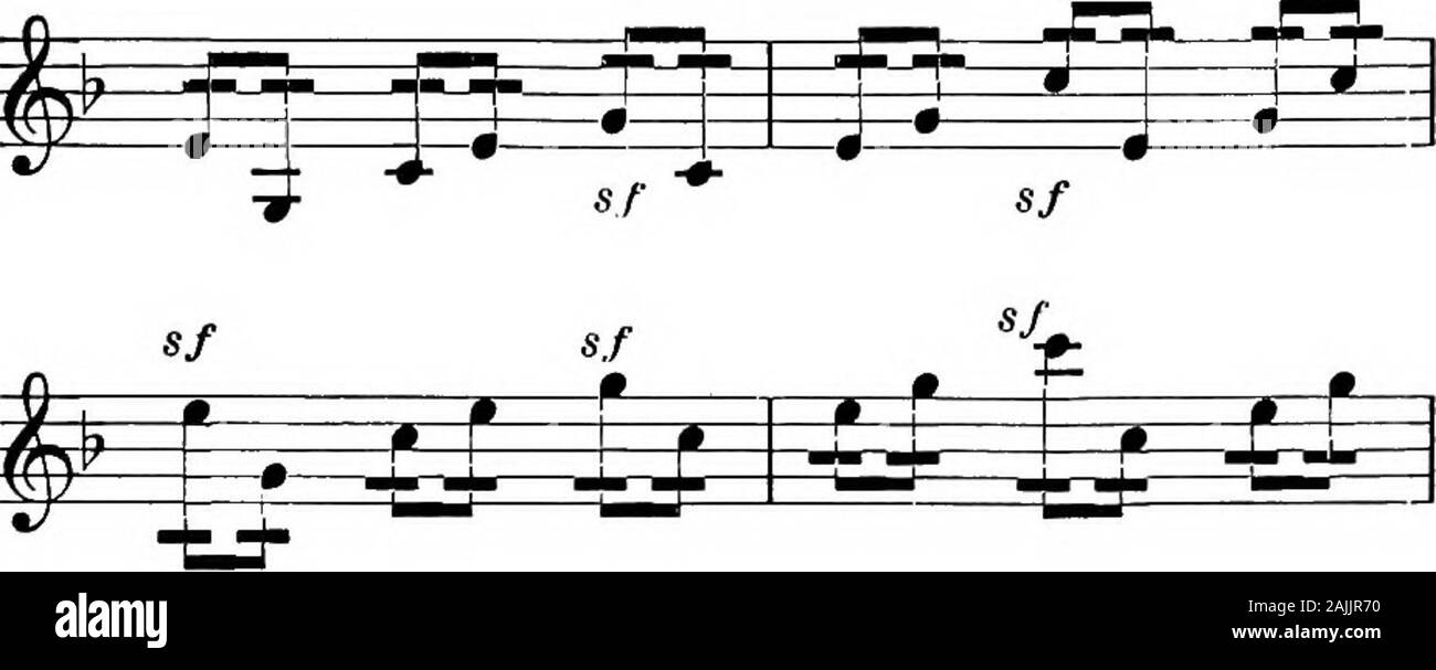 Sulle prestazioni delle sinfonie di Beethoven . onlyin questo bar, non prima. Il flusso della melodia anche de-mands molto fine e delicato rallentamento della velocità, butnot un ritetmto sentimentale. Ottava Sinfonia. 121 Pagina 6, ultimo bar e pagina 7, le barre 3, 4, 5 e 7. Ilsecondo tromba e nell'ultima barra la seconda tromba anche,prende il D. inferiore è molto importante che la sf dovrebbe essere eseguito onlyvery prima moderatamente e poi gradualmente aumentata a theff, in modo che il crescendo a partire dall'ultima barra ma twoon pagina 6 possono essere conservati. Vedere anche la pagina 18, barre 12e seguenti. Pagina 7, bar 1 Foto Stock