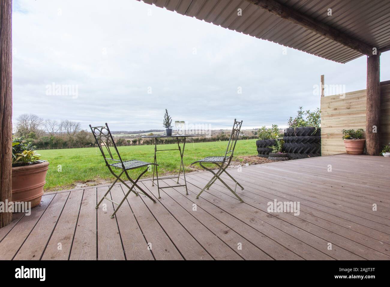 Capanna di pastori mobili in stile casa vacanze, Medstead, Alton, Hampshire, Inghilterra, Regno Unito. Foto Stock