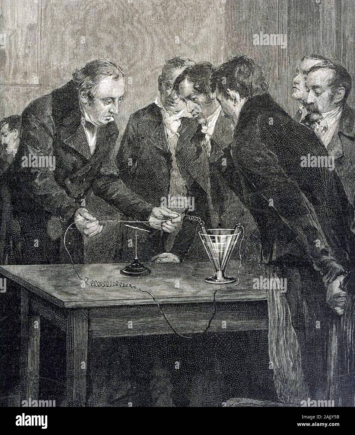 HANS CHRISTIAN ØRSTED (1777-1851) fisico danese dimostrando che le correnti elettriche di creare campi magnetici. Foto Stock