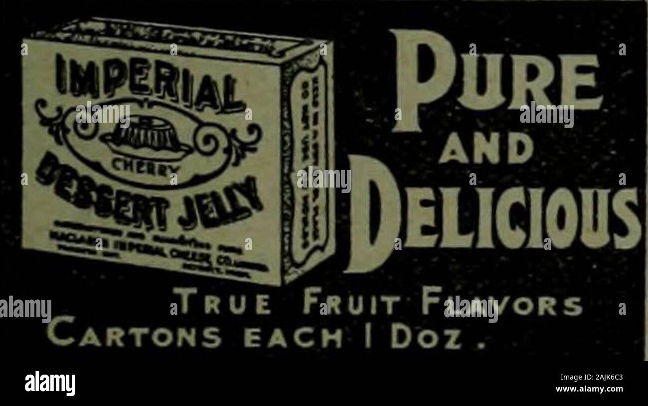 Canadian grocer Gennaio-Giugno 1910 . Fase fob Le fabbriche ManufacturersPrices GAR partite o laghetti boschi Walter & Co. Hamilton e Winnipeg per libbra. 30-lb. legno secchi 0 06io puro marmellate assortite, 1-lb. vetro iar, due dozzina in caso 1 75 Jelly Powdert IMFBBIAI, DB8SKBT JKLLT. BaTors Auorted-gross 10.75. jELL-0 ?^CTSy il dolce dessert assortiti,caso caso assortiti,limone (dritto)Oranee (dritto)RagpDen7 (Suaigbt)StnwberryfStraight)OhocoUte (dritto)Cherry (dritto)di pesche (8t^aiBht^Peso, 8 lb8..per l'Oase.. Contiene 4 fare -^.SUContains 2- doz.$1,80contiene 2 do2HO..tl.80contiene S dOE..tl.80contiene 8 dOB Foto Stock