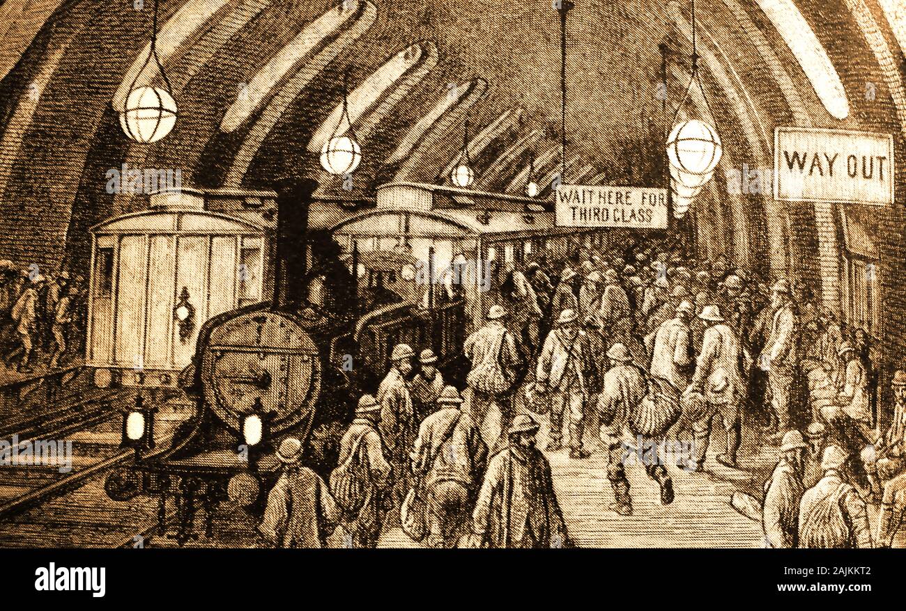 Un metro di Londra " Tube Station' circa 1875. Foto Stock